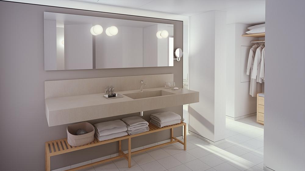 חדר אמבטיה בחדר לינה - ספא במלון אלמא זכרון יעקבקבלת הספא - ספא במלון אלמא זכרון יעקב