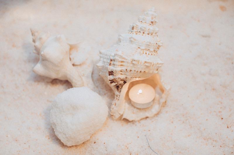  מלח צדפות ונר לאווירה - ספא גארדן