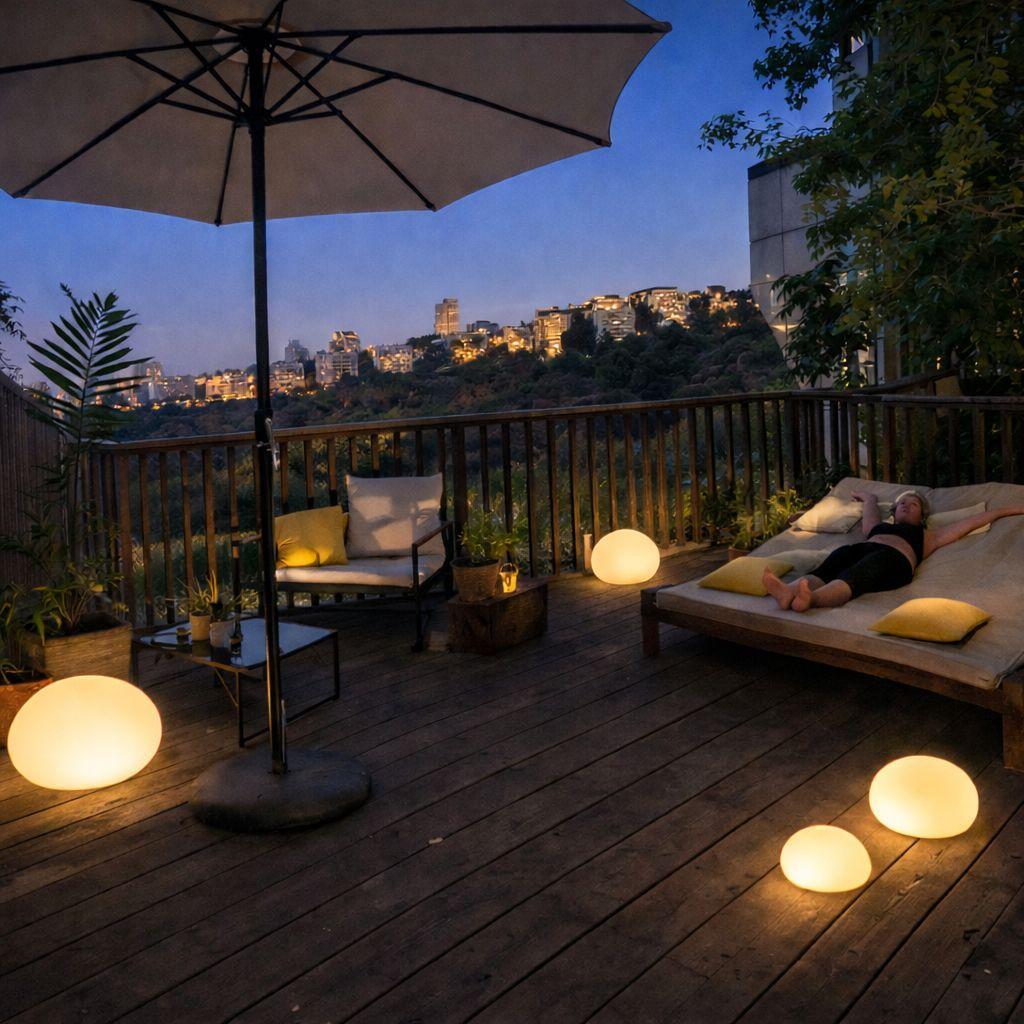  חצר של המתחם בערב - חדרי מלח בחיפה